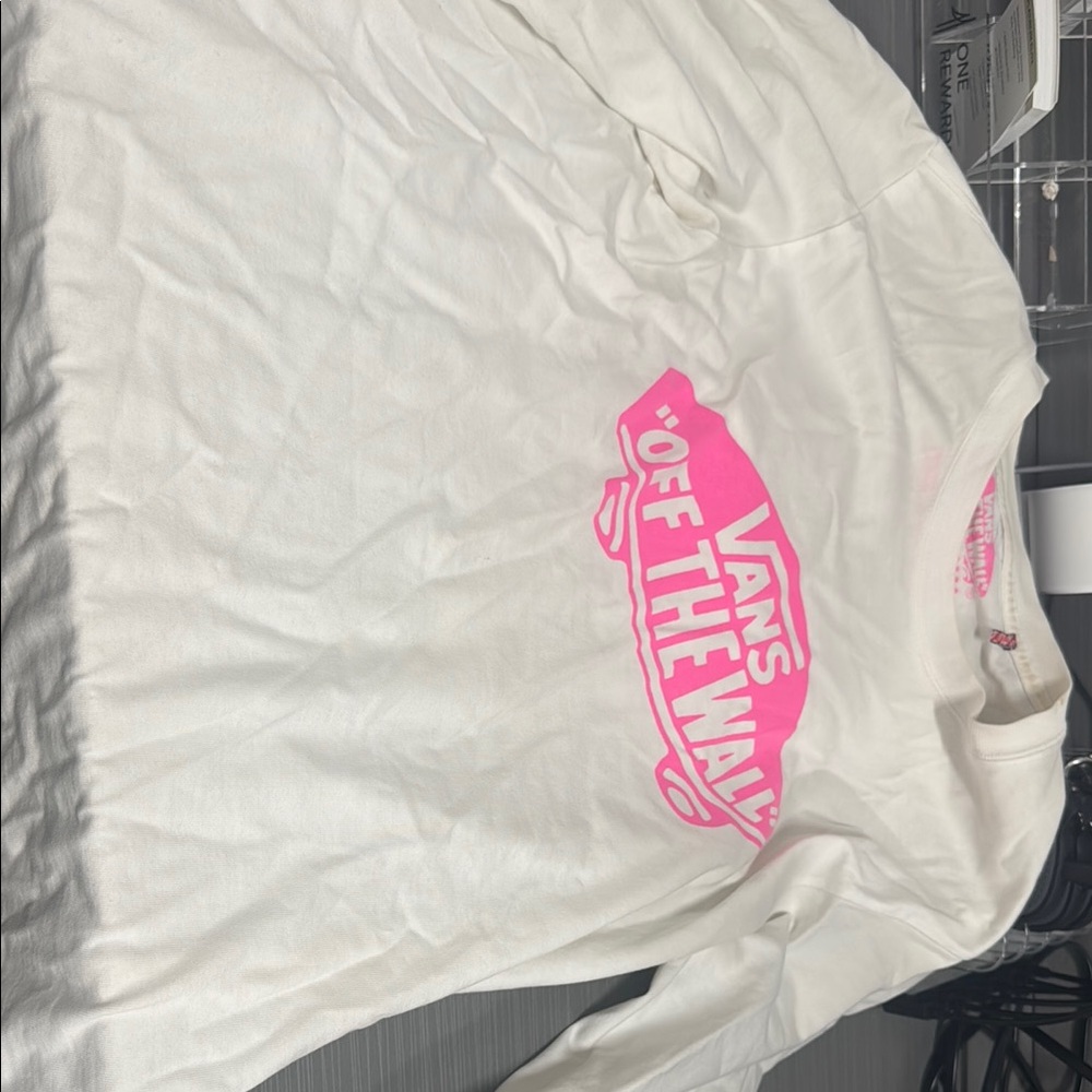 Vans White and Pink Long Sleeve Shirt